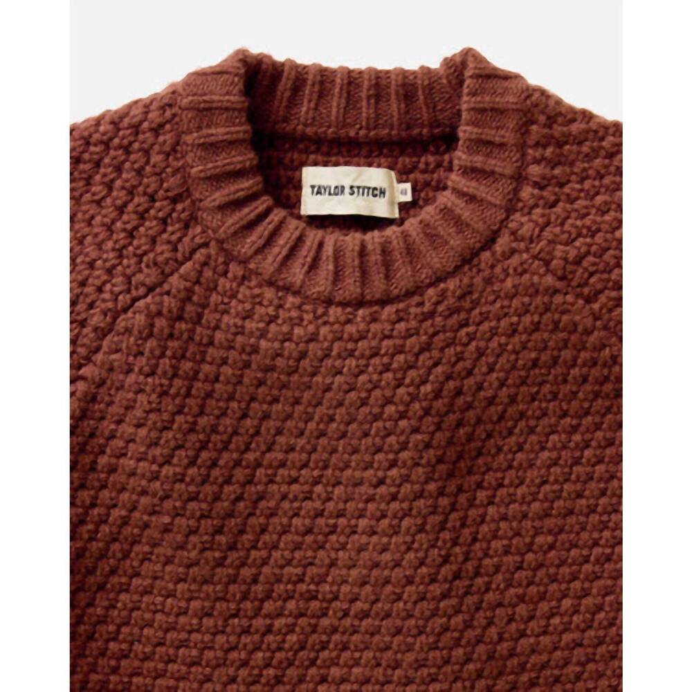 NEW TAYLOR STITCH the fisherman sweater in heather brick merino - Picture 4 of 5